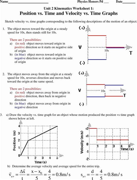 What is the displacement ( x) at the end of the trip? 5. . Position vs time graph worksheet pdf